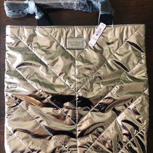 NWT Victoria Secret rose gold quilted tote bag